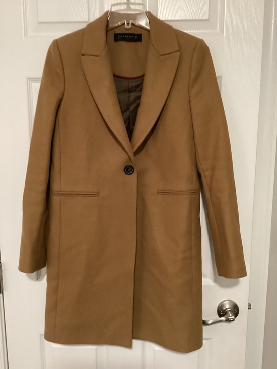 Zara Jackets & Blazers - Zara Women's Camel Single-Button Wool-Blend Trench Coat
